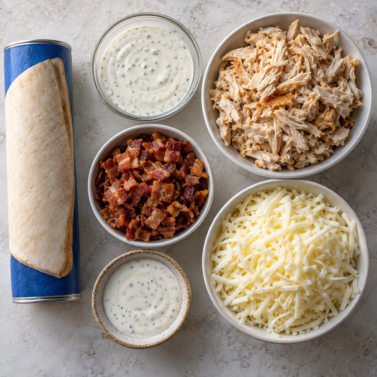 Exact measured ingredients for Chicken Bacon Ranch Stromboli