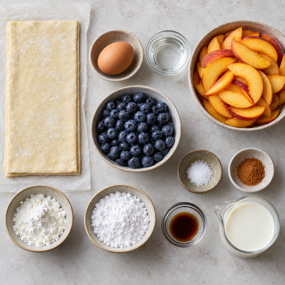 Exact measured ingredients for Blueberry Peach Tart