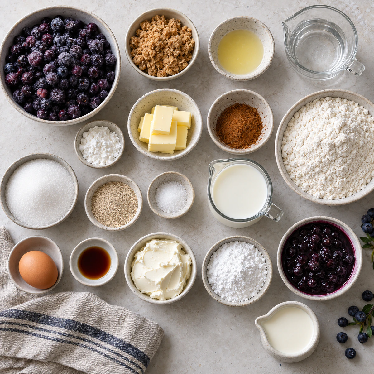 Exact measured ingredients for Blueberry Cinnamon Rolls Homemade