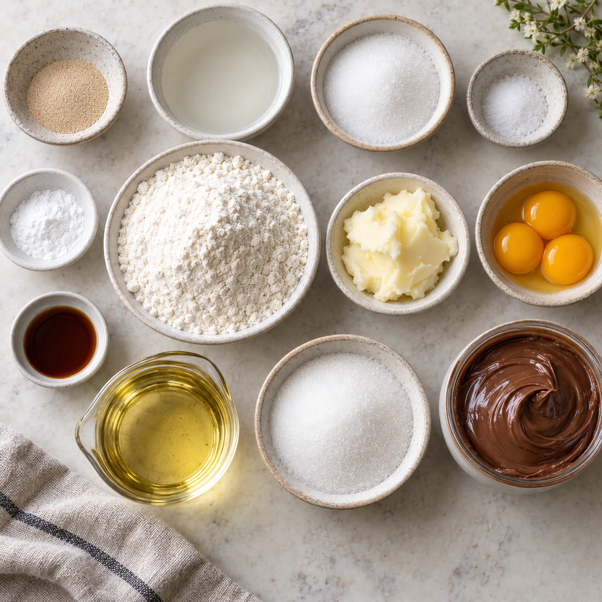 Exact measured ingredients for Nutella Filled Donuts