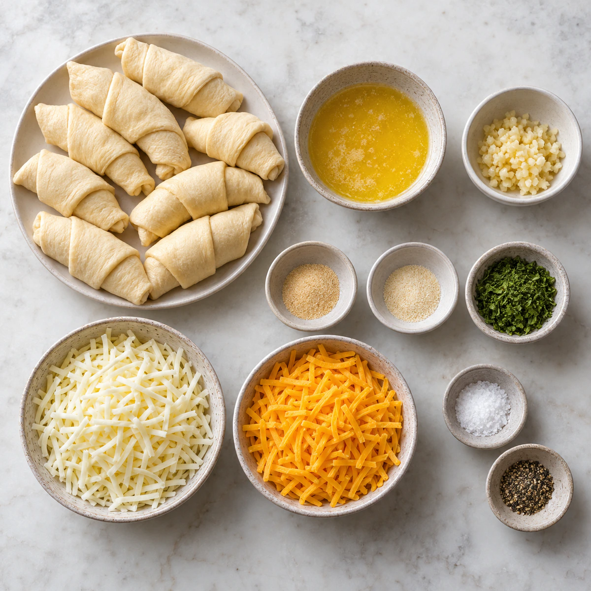 Exact measured ingredients for Cheesy Garlic Crescent Rolls