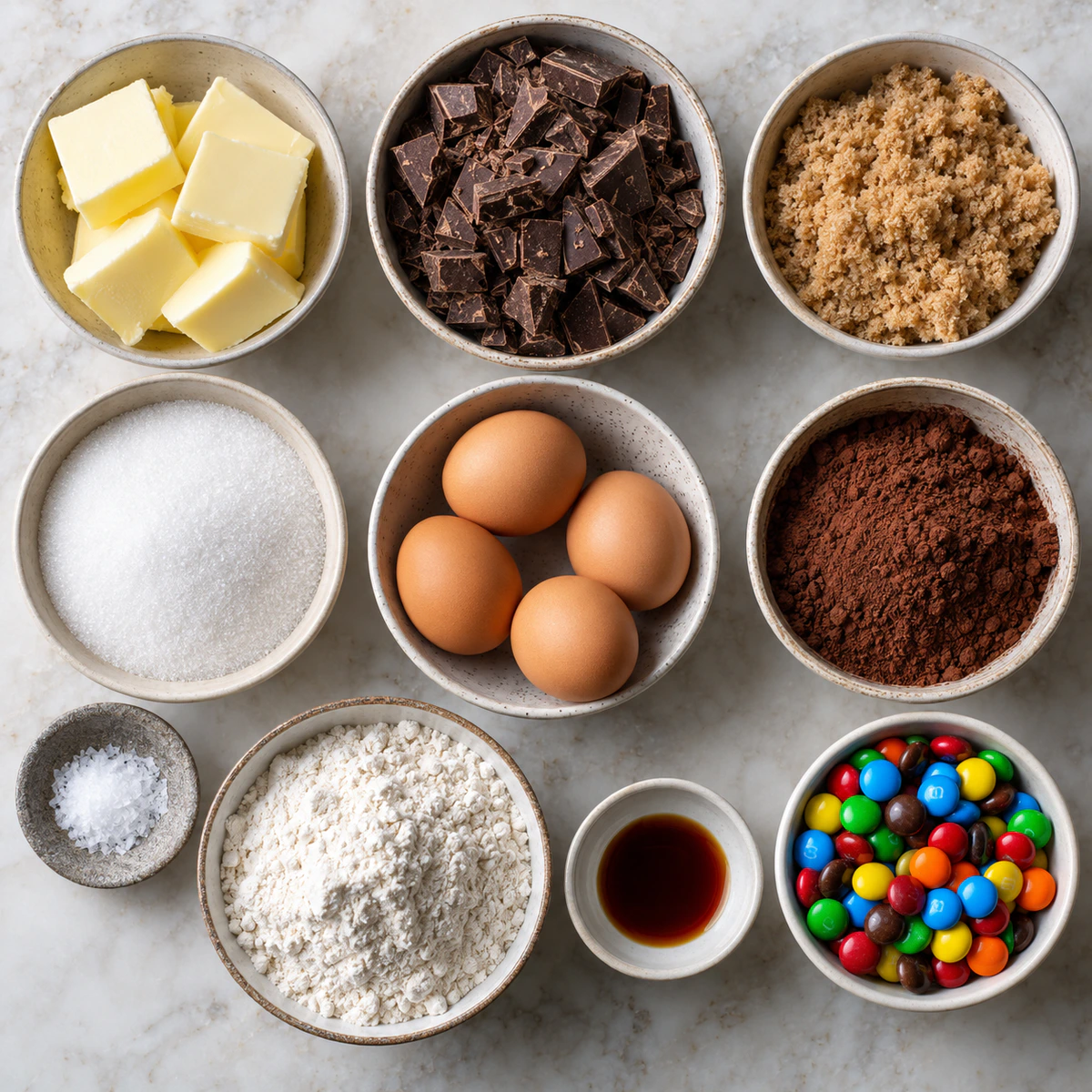 Exact measured ingredients for M&M's Brownies Recipe