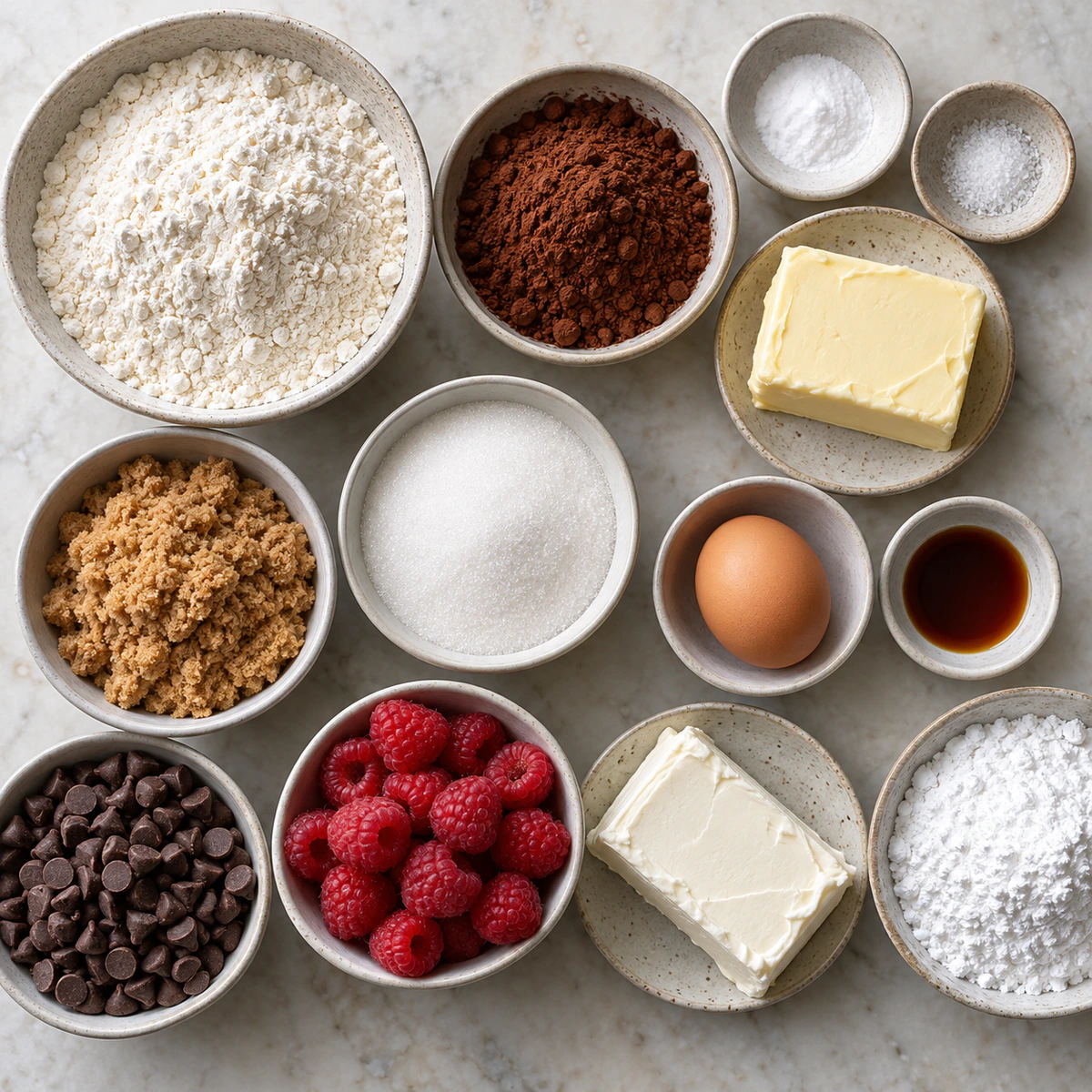 Exact measured ingredients for Homemade Chocolate Raspberry Sandwich Cookies
