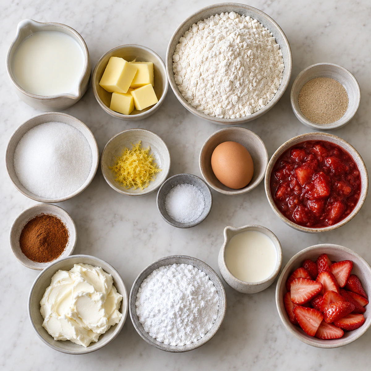 Exact measured ingredients for Strawberry Cinnamon Rolls
