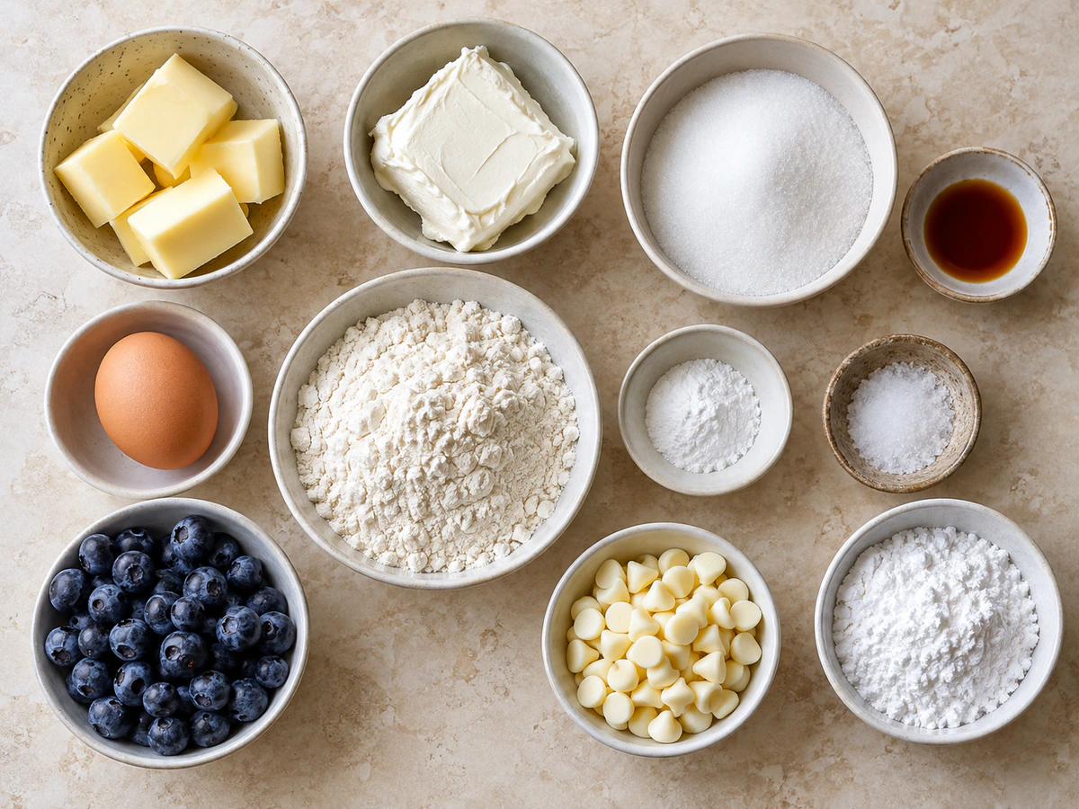Exact measured ingredients for Blueberry Cheesecake Cookies