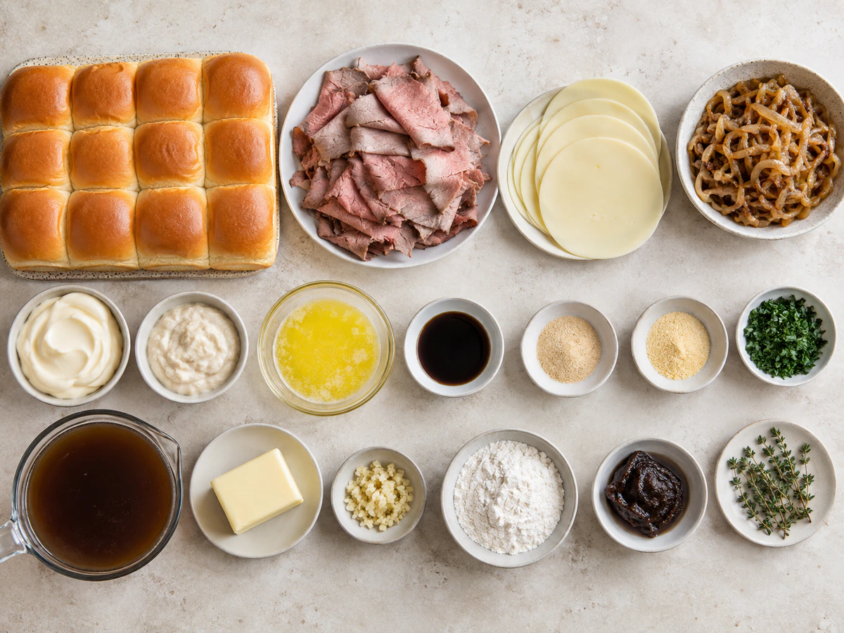 Exact measured ingredients for French Dip Sliders