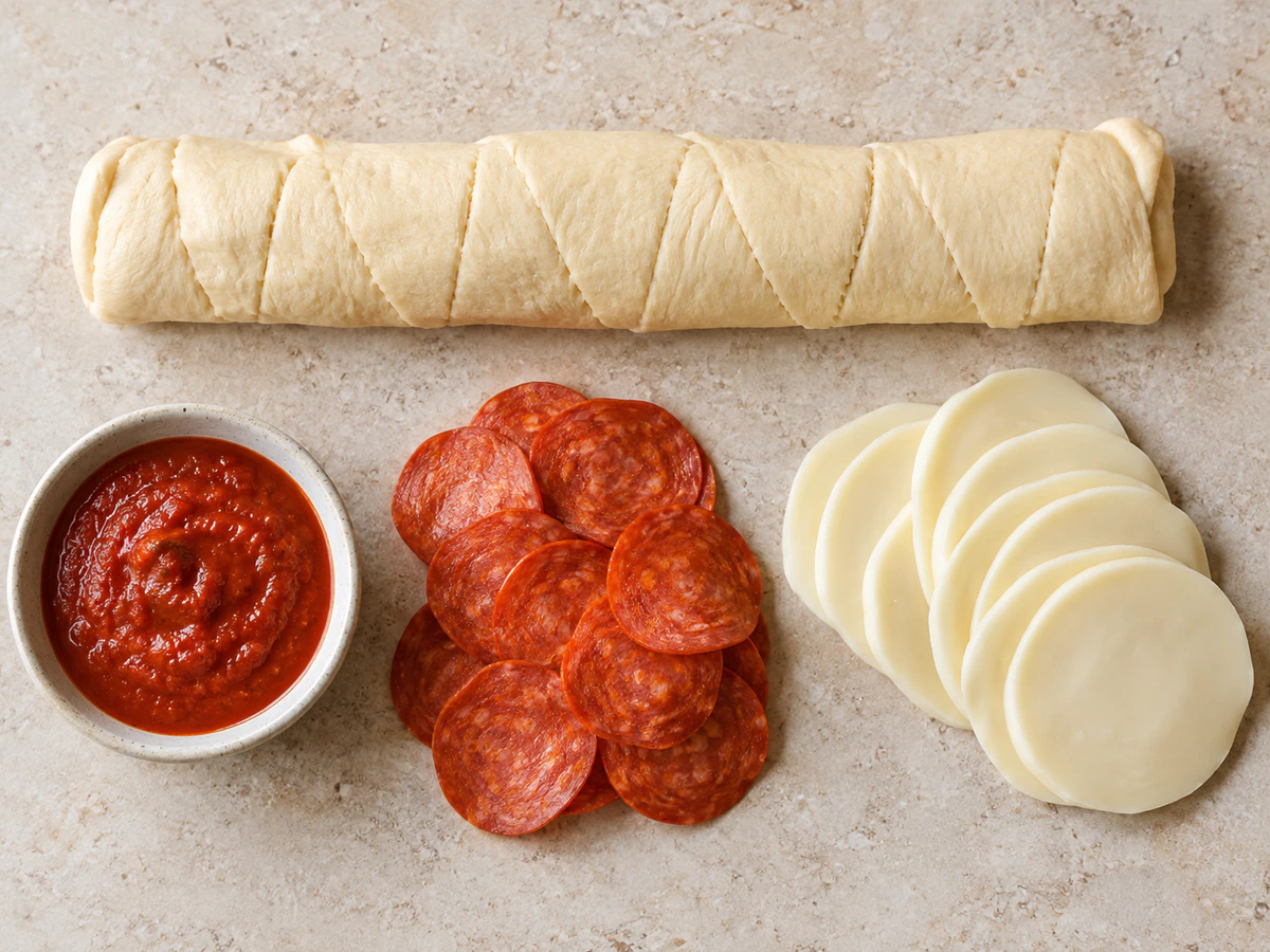 Exact measured ingredients for Pizza Pinwheels
