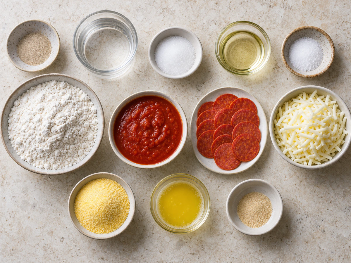 Exact measured ingredients for Mini Heart Pizzas