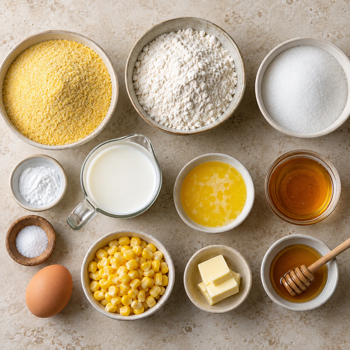 Exact measured ingredients for Honey Butter Cornbread Poppers