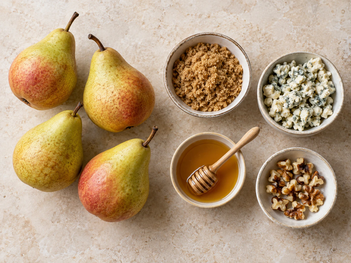 Exact measured ingredients for Sweet Savory Pears