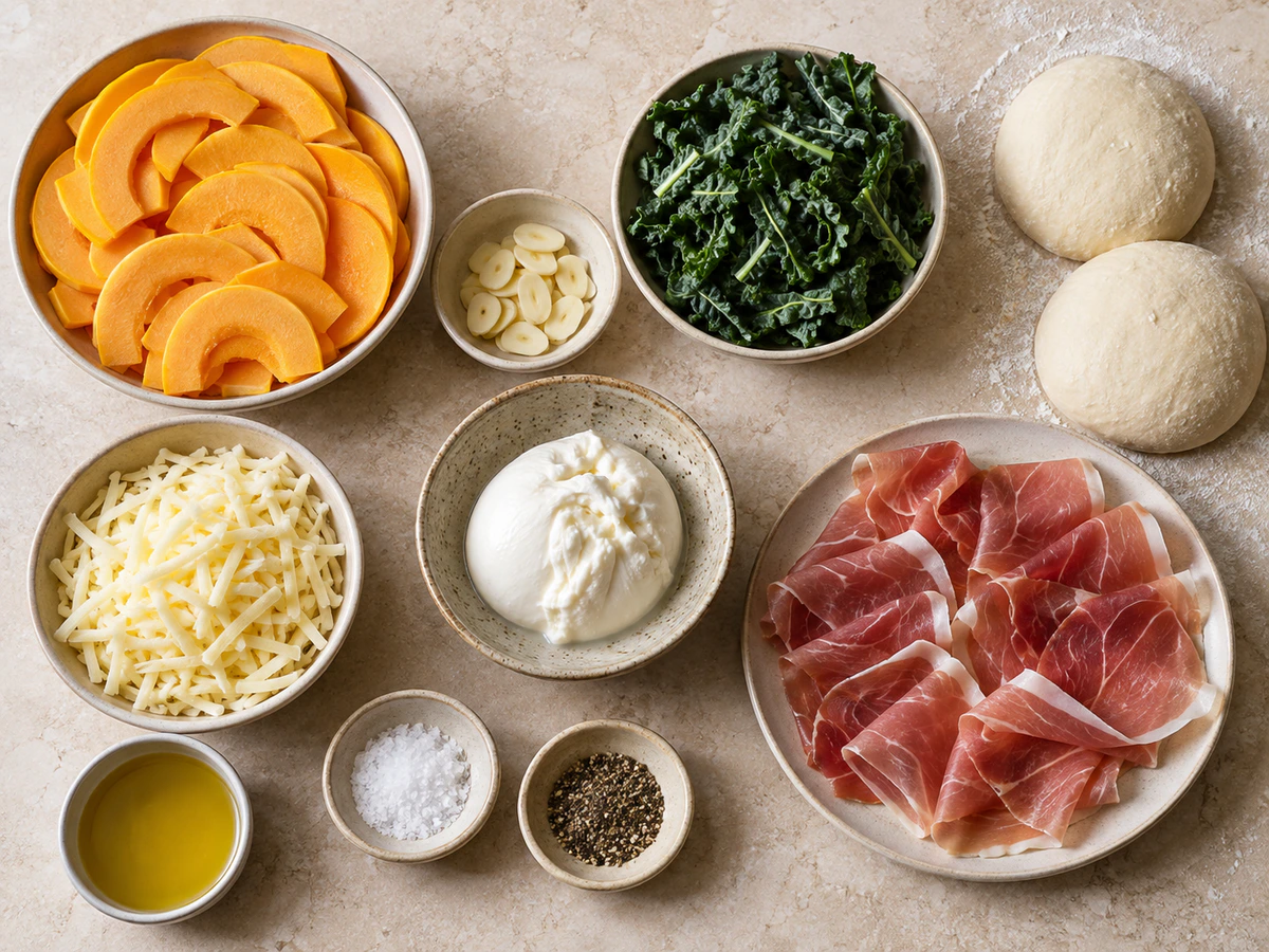 Exact measured ingredients for Winter Squash & Prosciutto Pizza