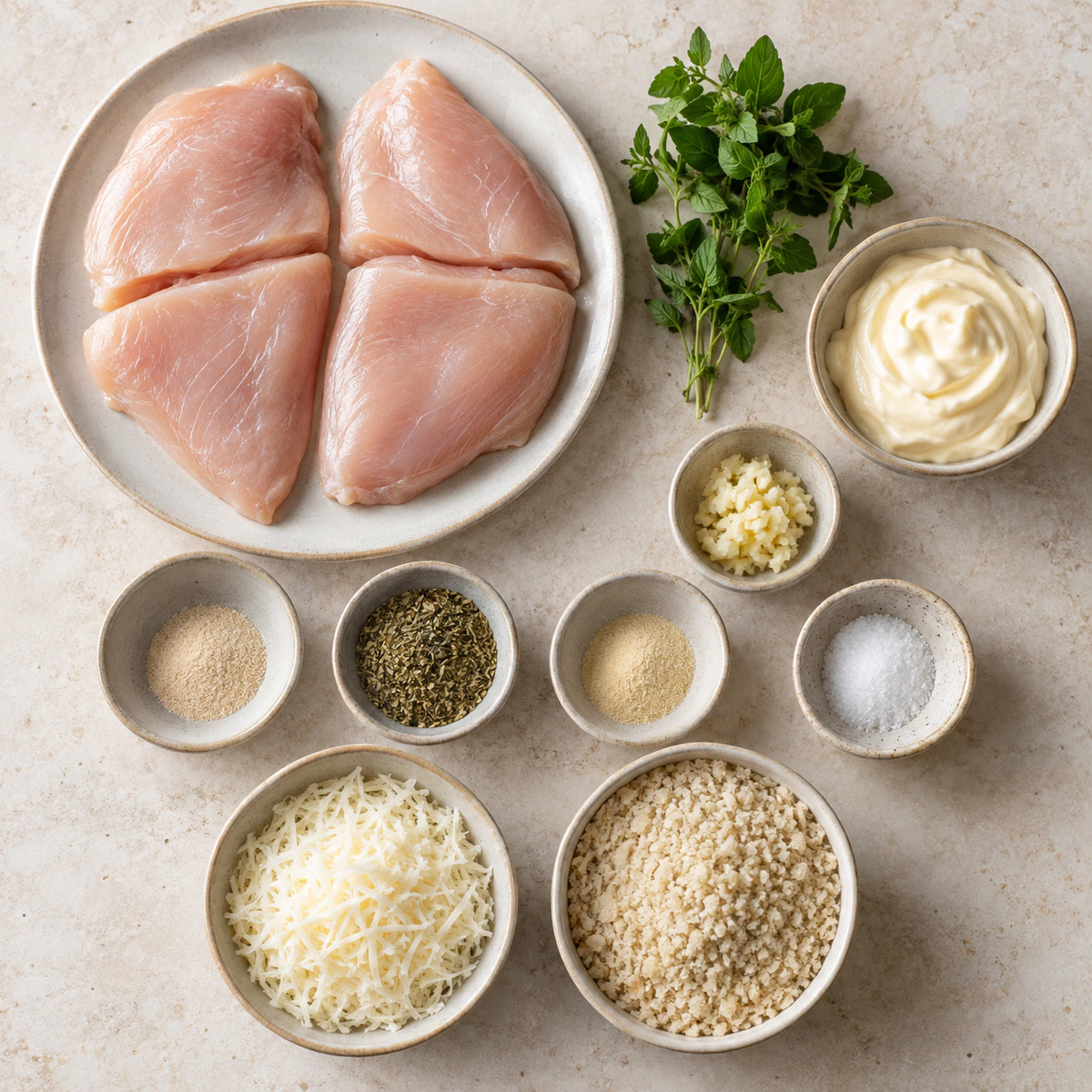 Exact measured ingredients for Air Fryer Parmesan Crusted Chicken