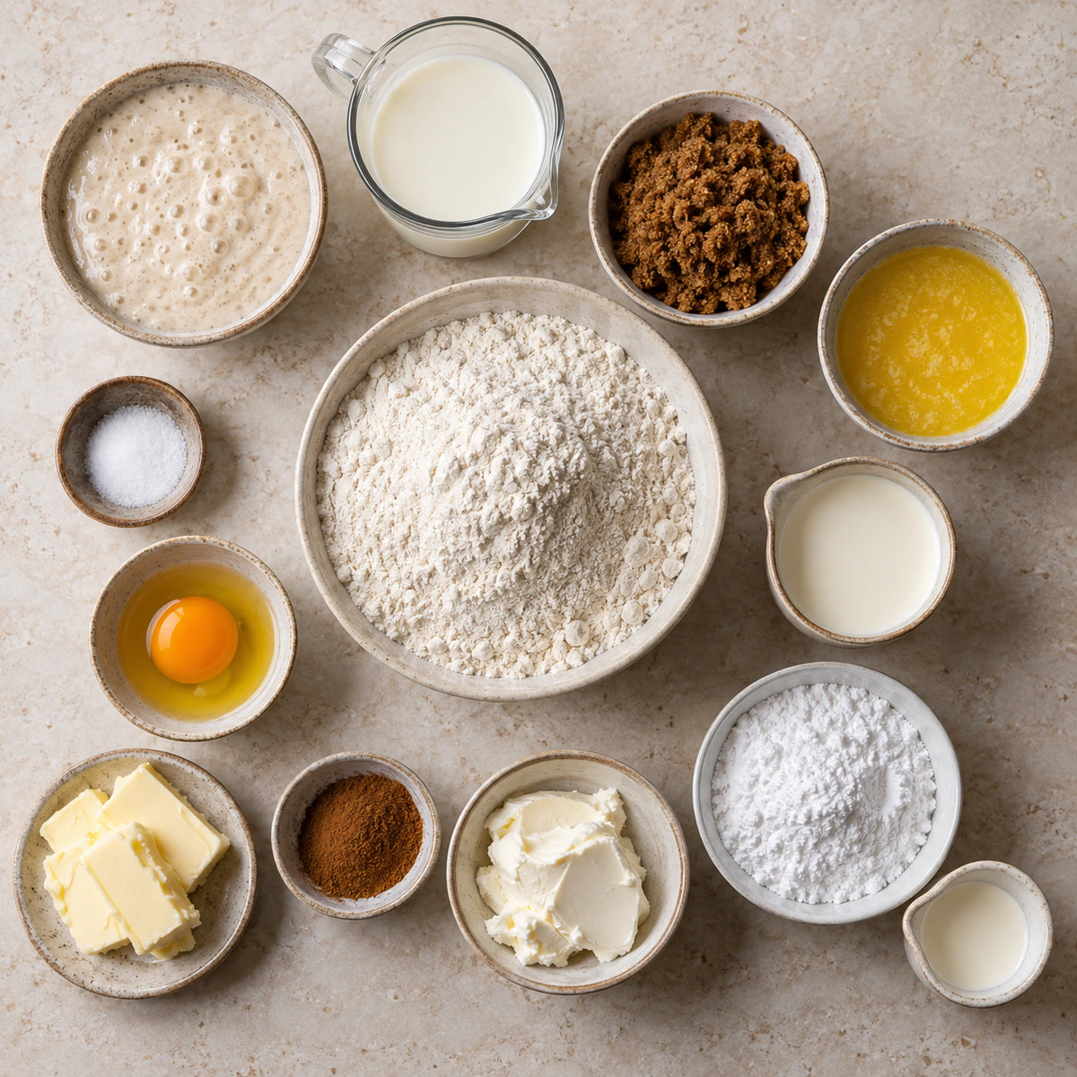 Exact measured ingredients for Soft and Fluffy Sourdough Cinnamon Rolls