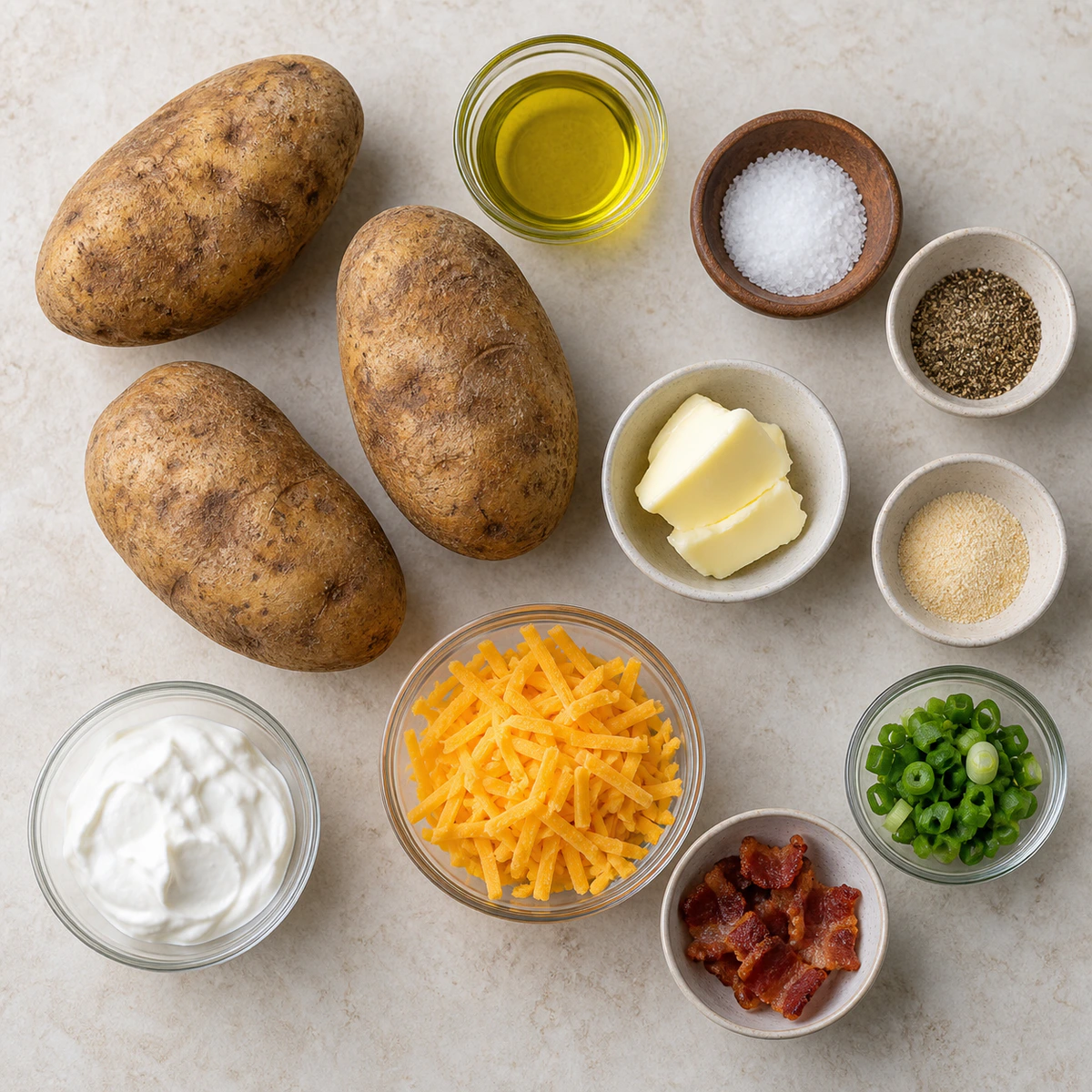Exact measured ingredients for Air Fryer Twice Baked Potatoes
