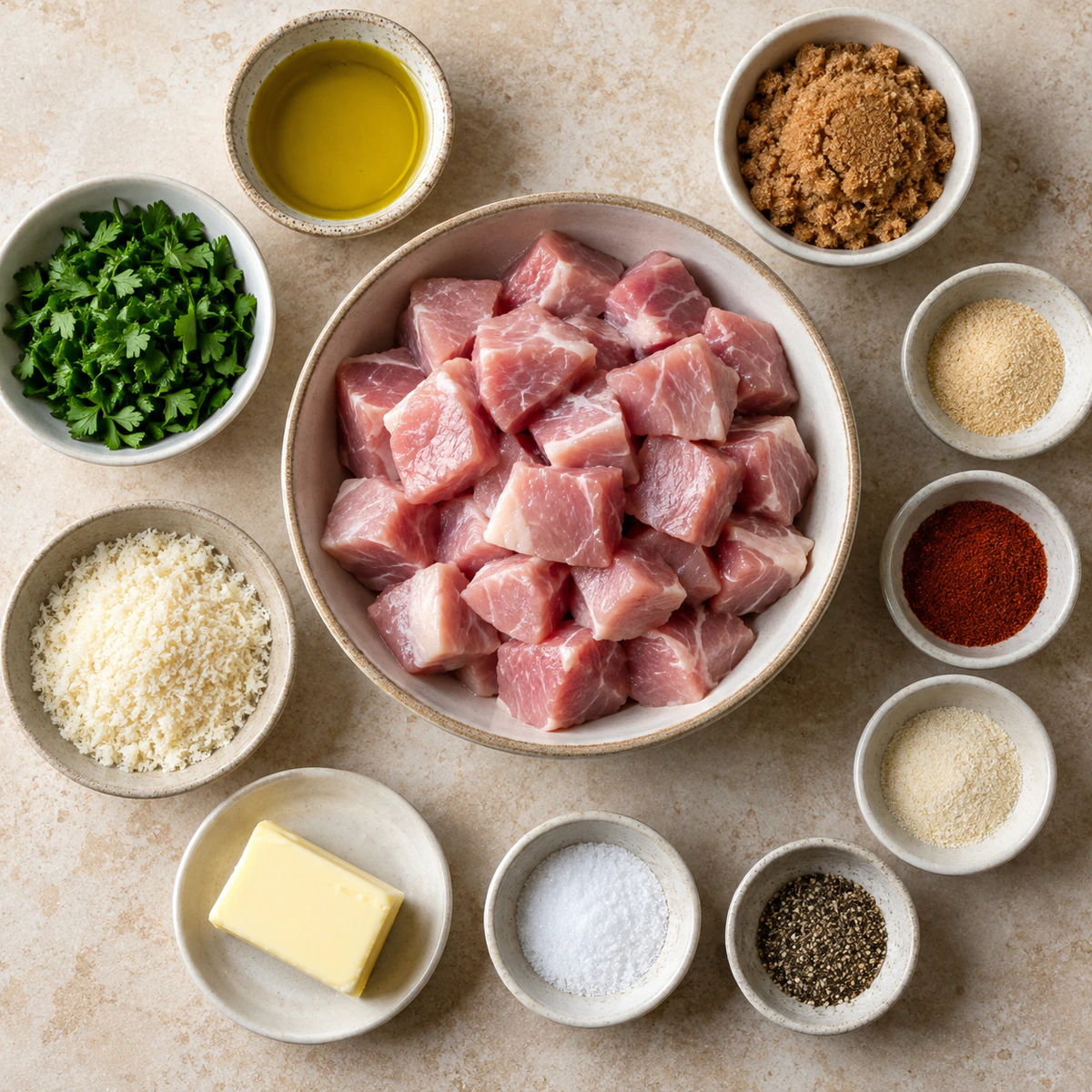 Exact measured ingredients for Air Fryer Pork Chop Bites