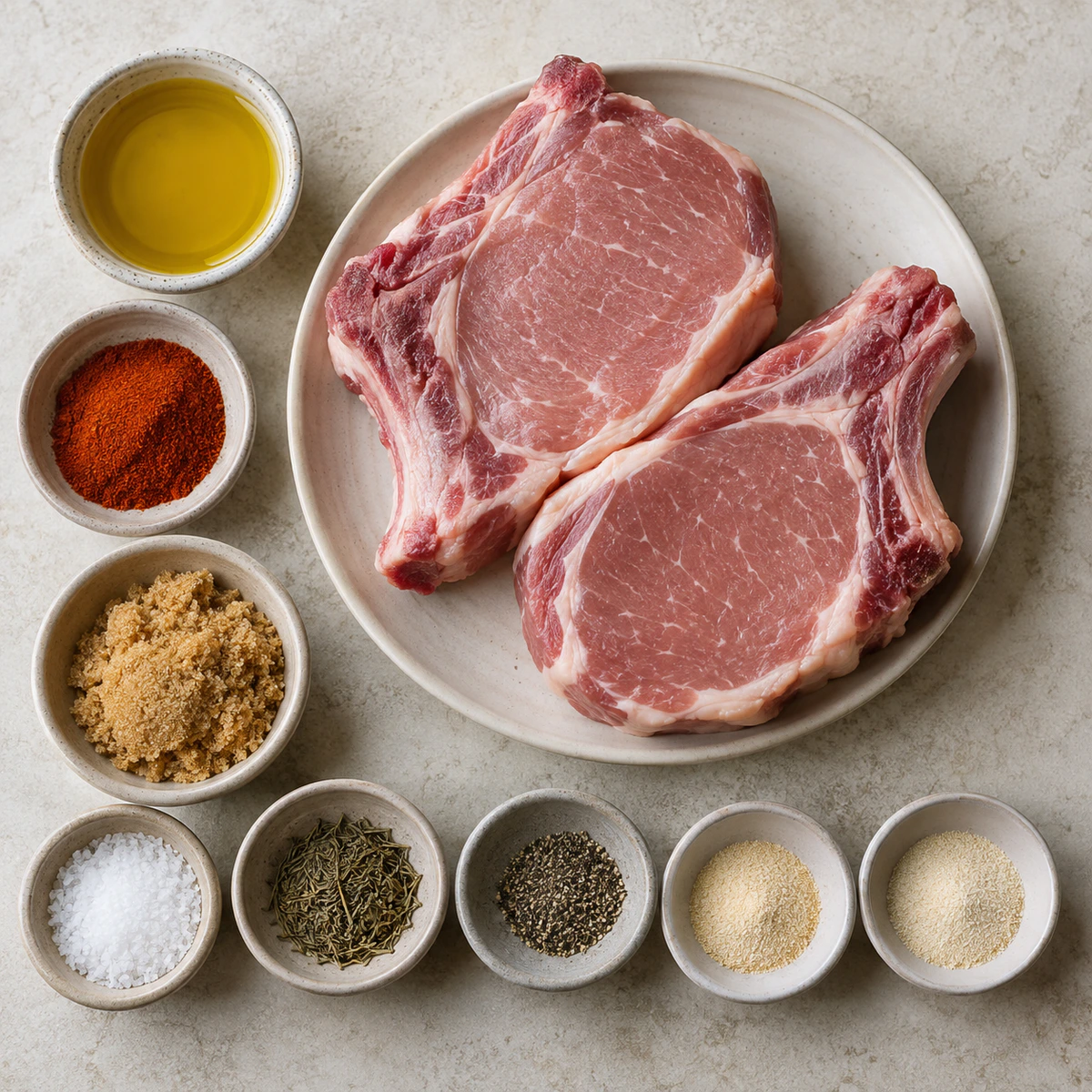Exact measured ingredients for Air Fryer Pork Chops
