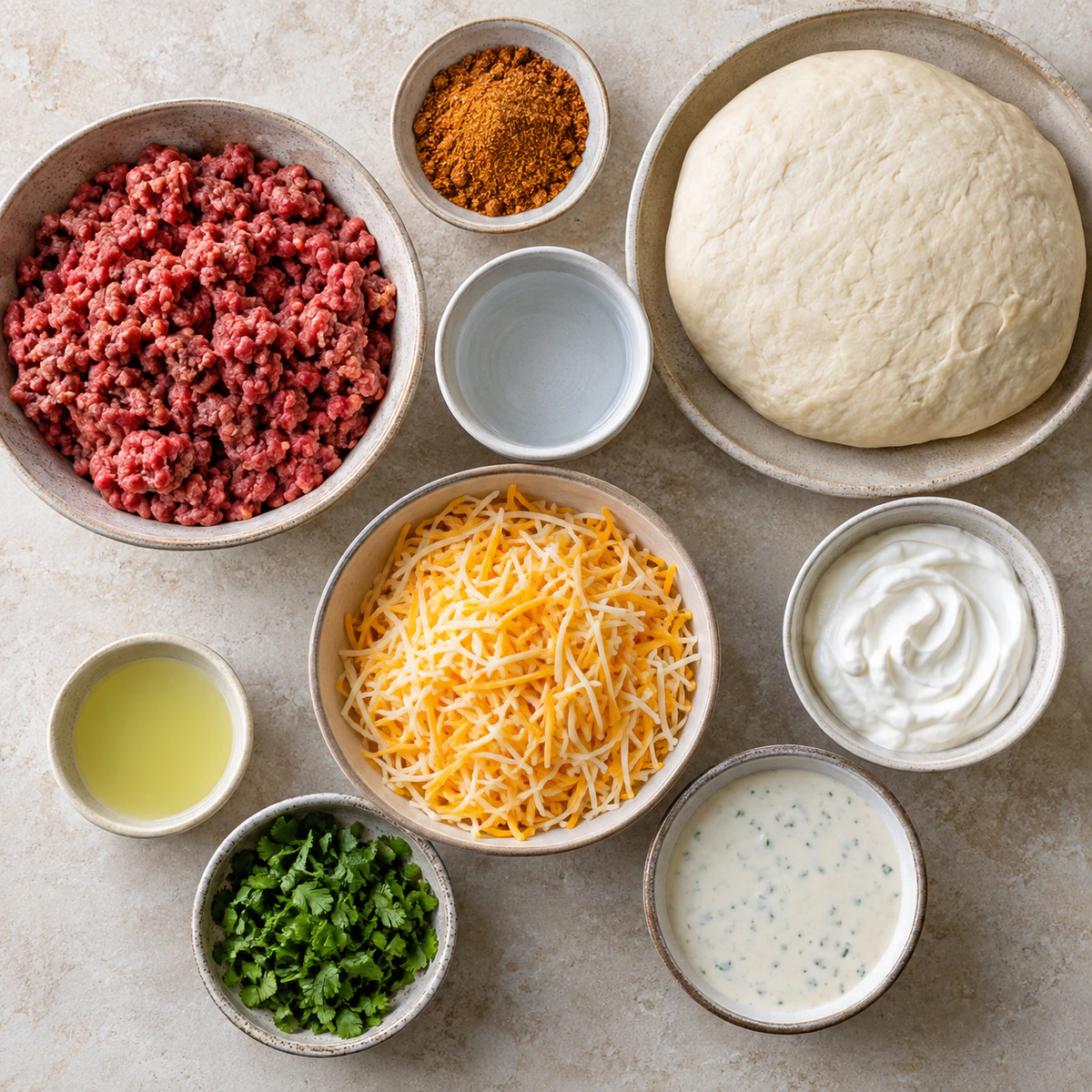 Exact measured ingredients for Cheesy Taco Pinwheels