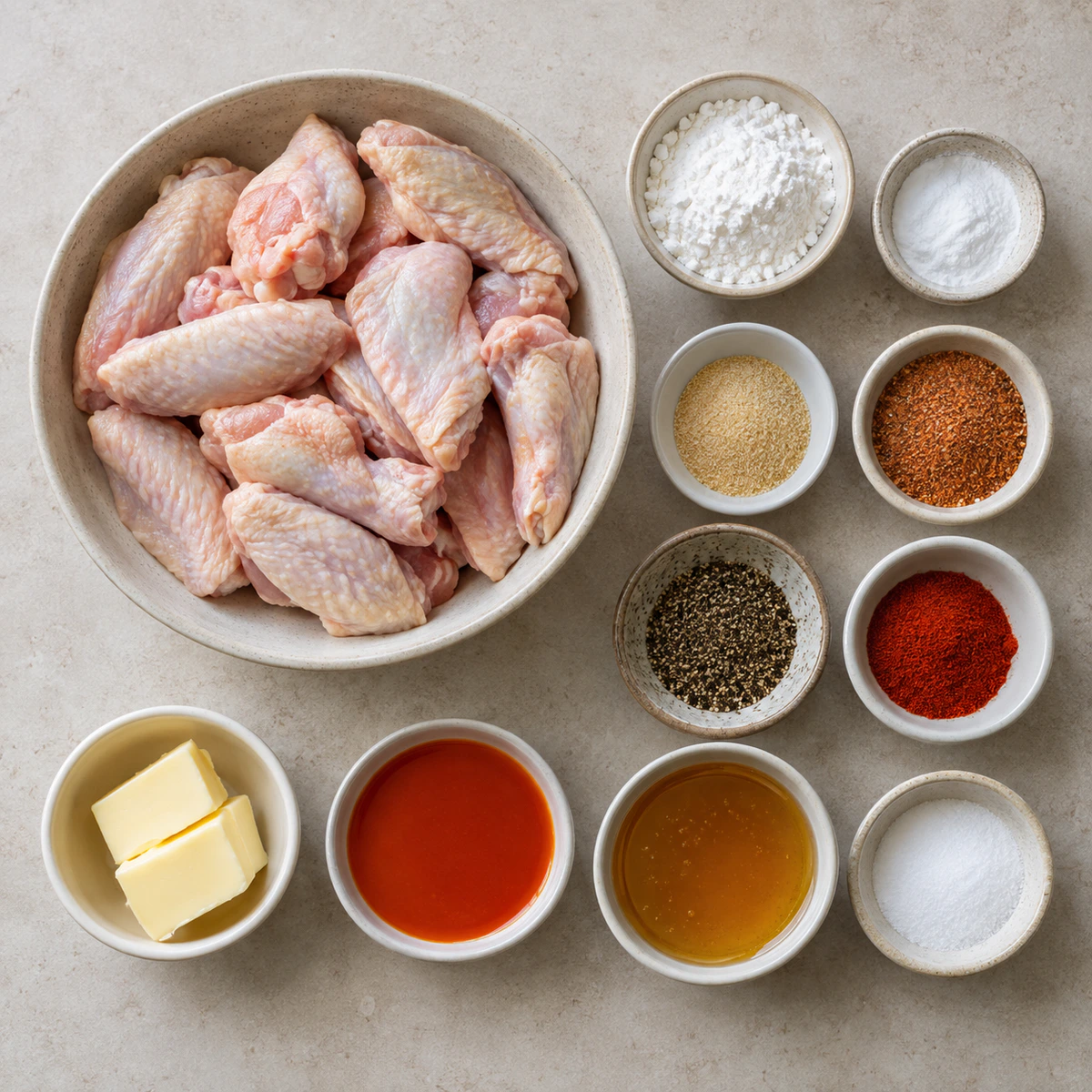 Exact measured ingredients for Hot Honey Chicken Wings