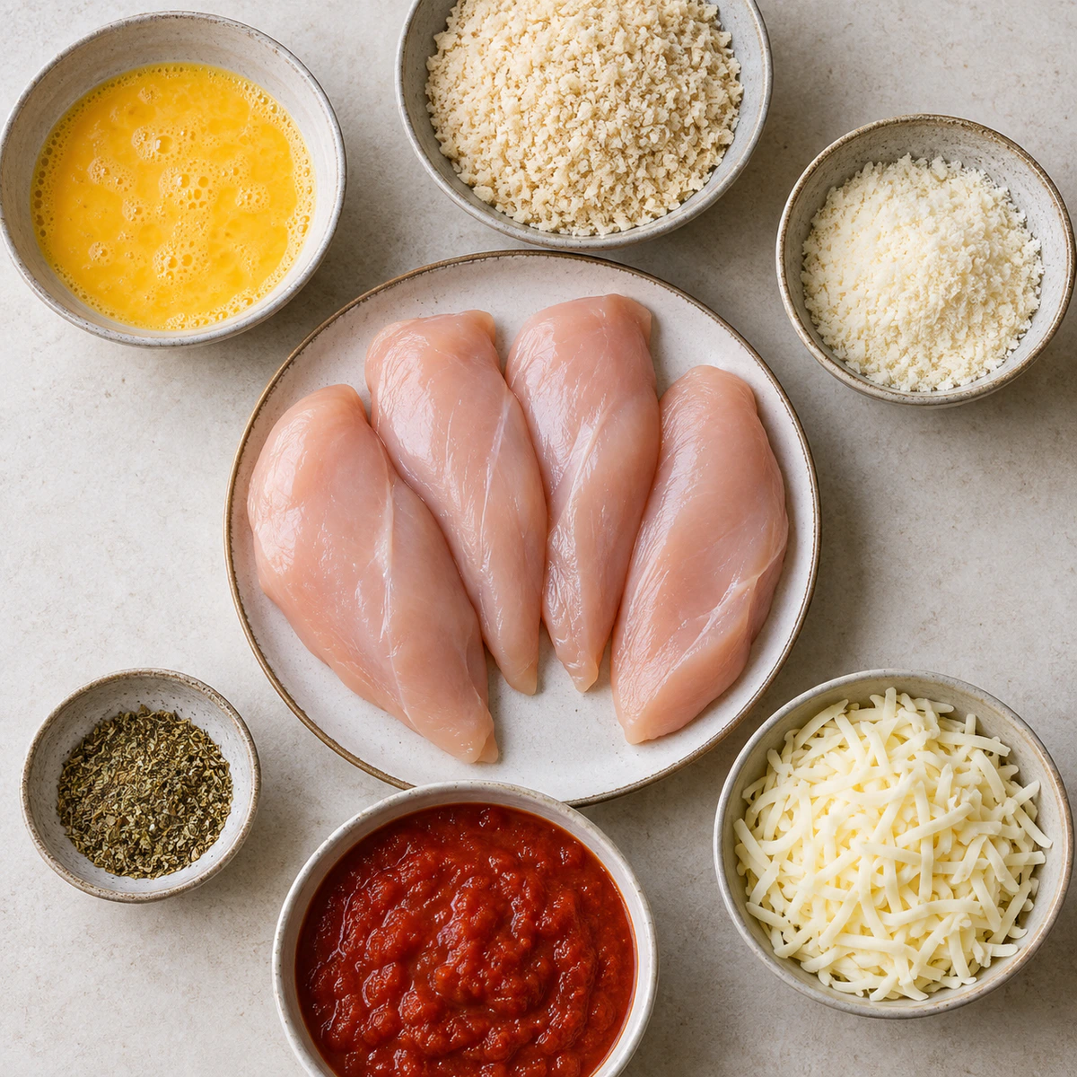 Exact measured ingredients for Air Fryer Chicken Parmesan
