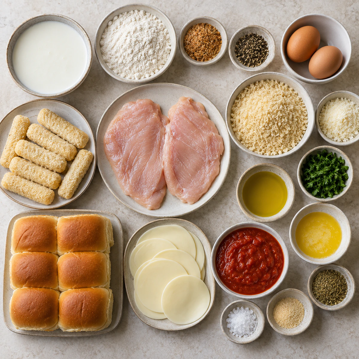 Exact measured ingredients for Chicken Parmesan Sliders