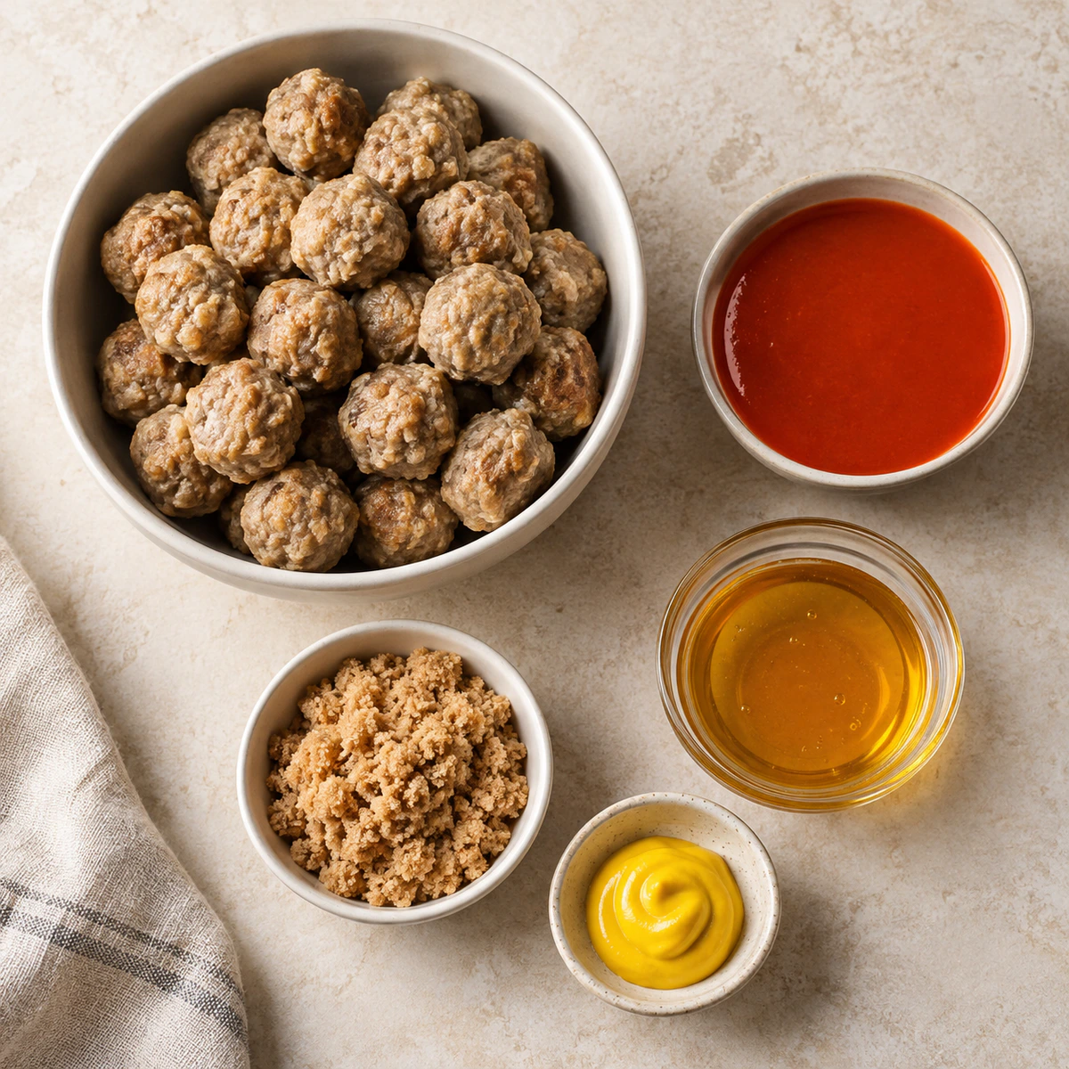 Exact measured ingredients for Sweet Spicy Meatballs