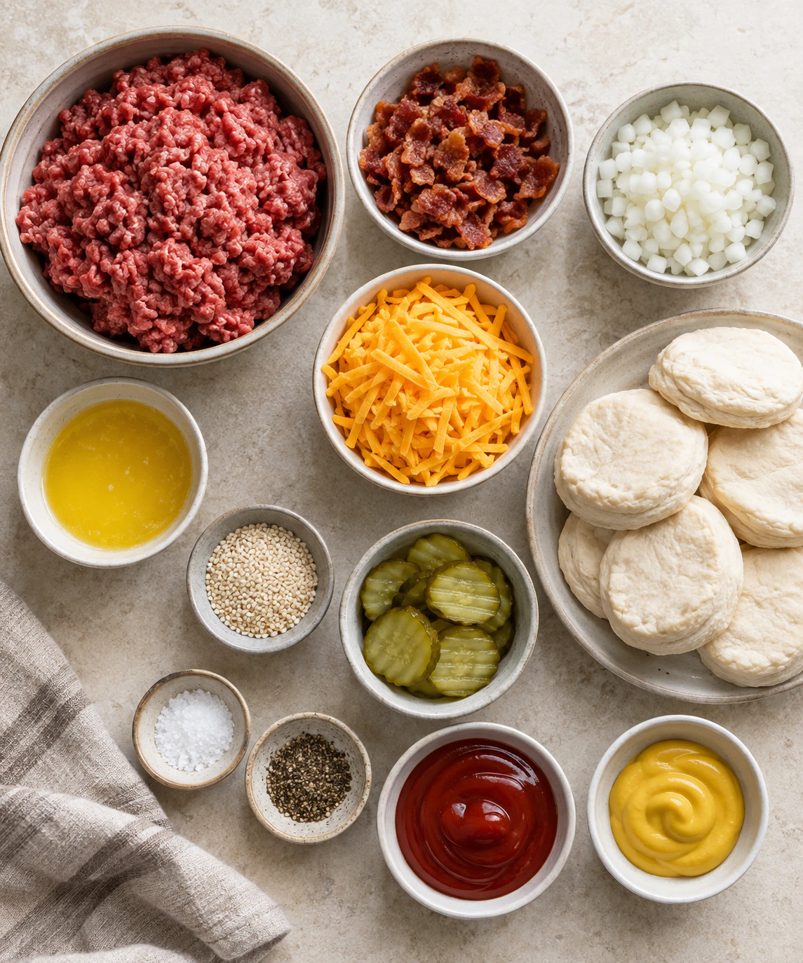 Exact measured ingredients for Bacon Cheeseburger Bombs