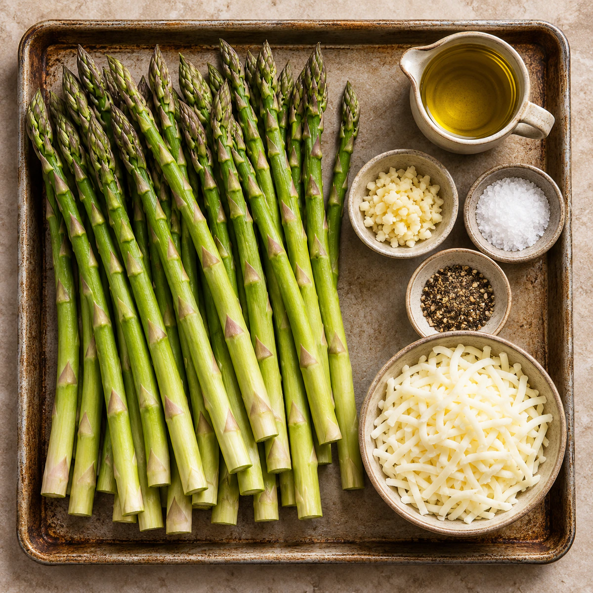 Exact measured ingredients for Cheesy Garlic Roasted Asparagus