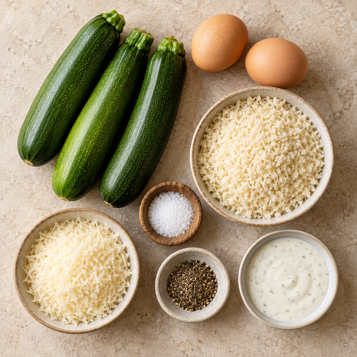 Exact measured ingredients for Parmesan Zucchini Fries