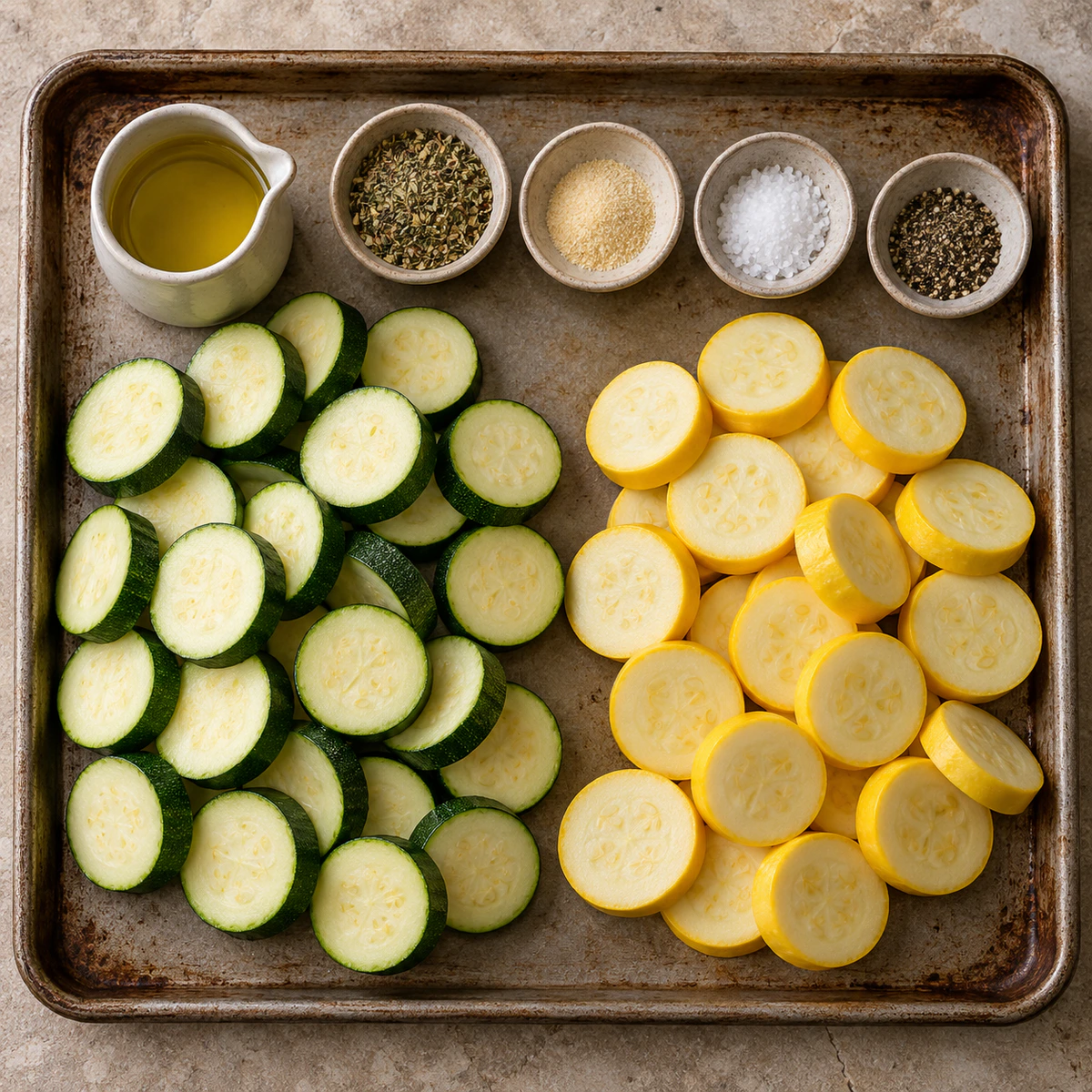 Exact measured ingredients for Roasted Zucchini and Squash