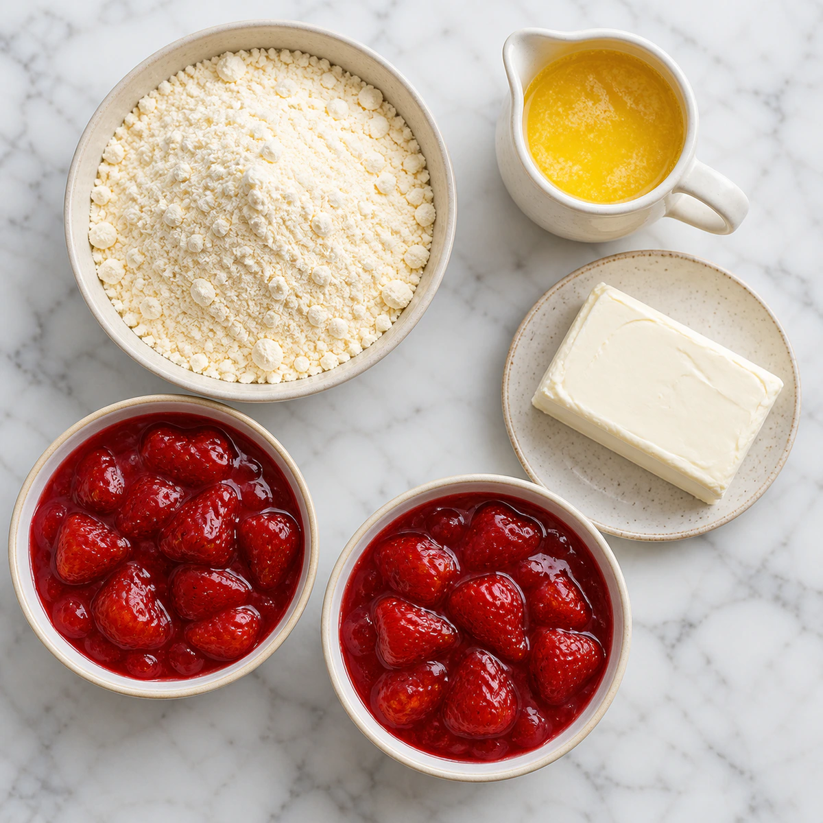 Exact measured ingredients for Strawberry Cheesecake Dump Cake