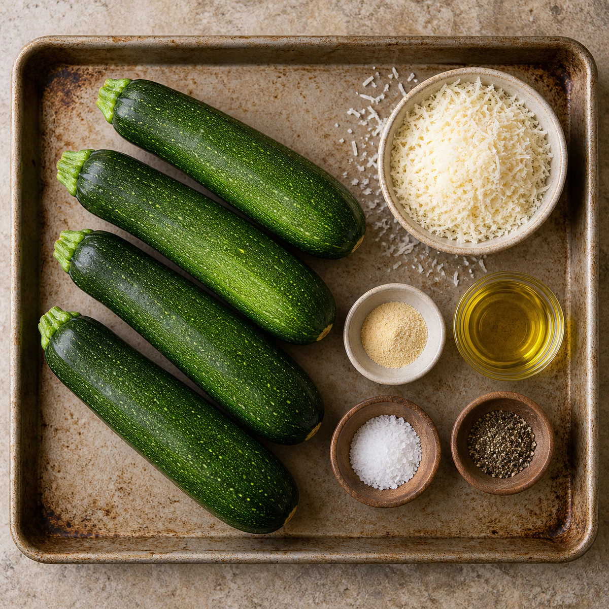 Exact measured ingredients for Baked Parmesan Zucchini