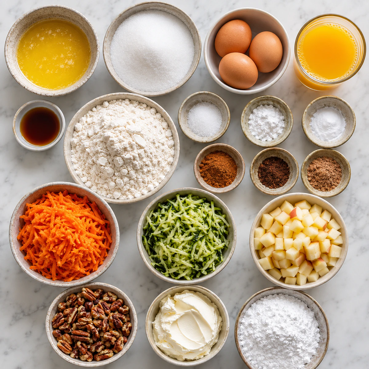 Exact measured ingredients for Carrot Apple Zucchini Bread