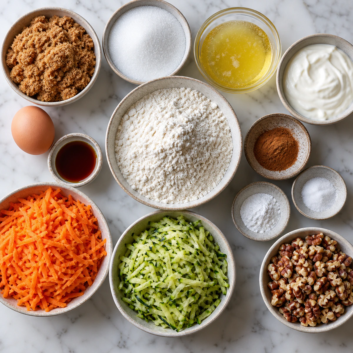 Exact measured ingredients for Carrot Cake Zucchini Muffins