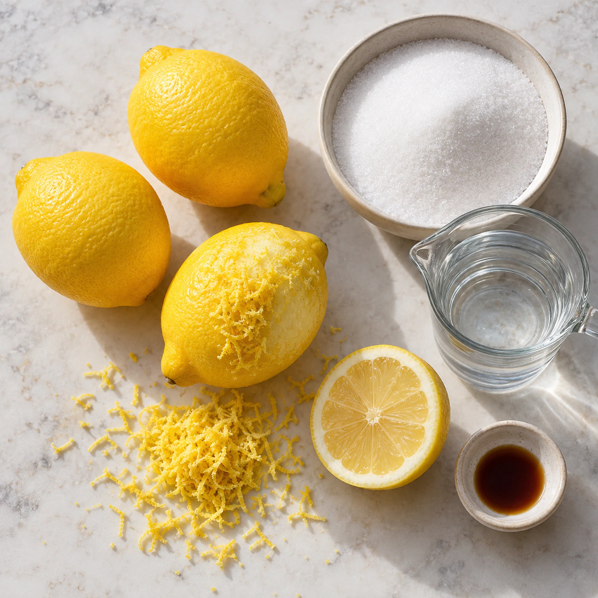 Exact measured ingredients for Homemade Lemon Jam