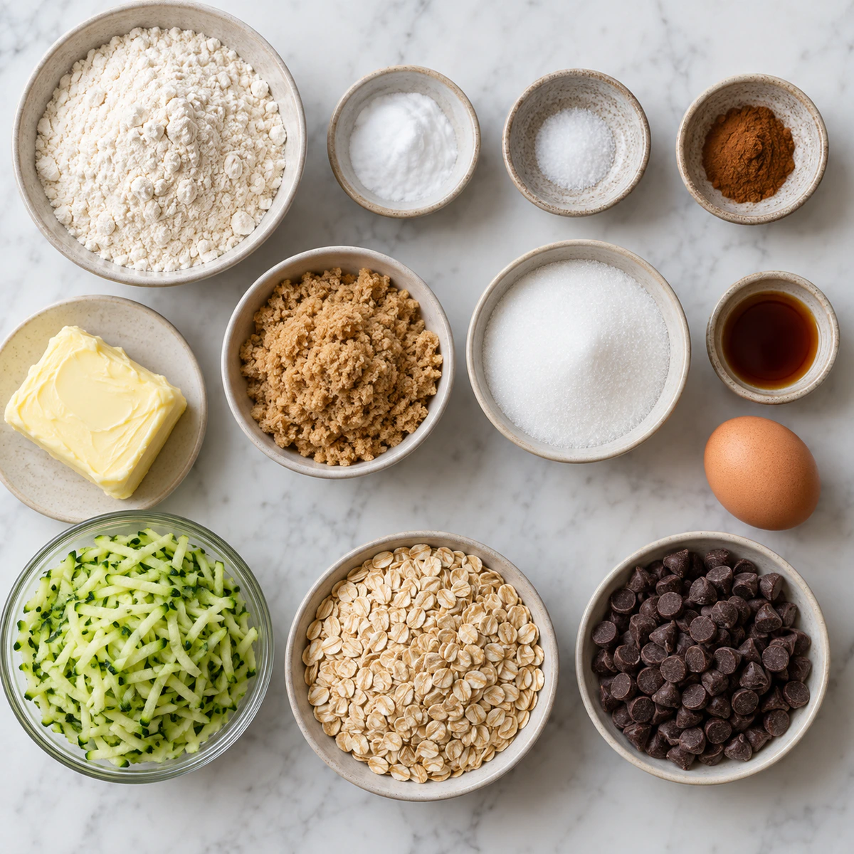 Exact measured ingredients for Zucchini Oatmeal Cookies