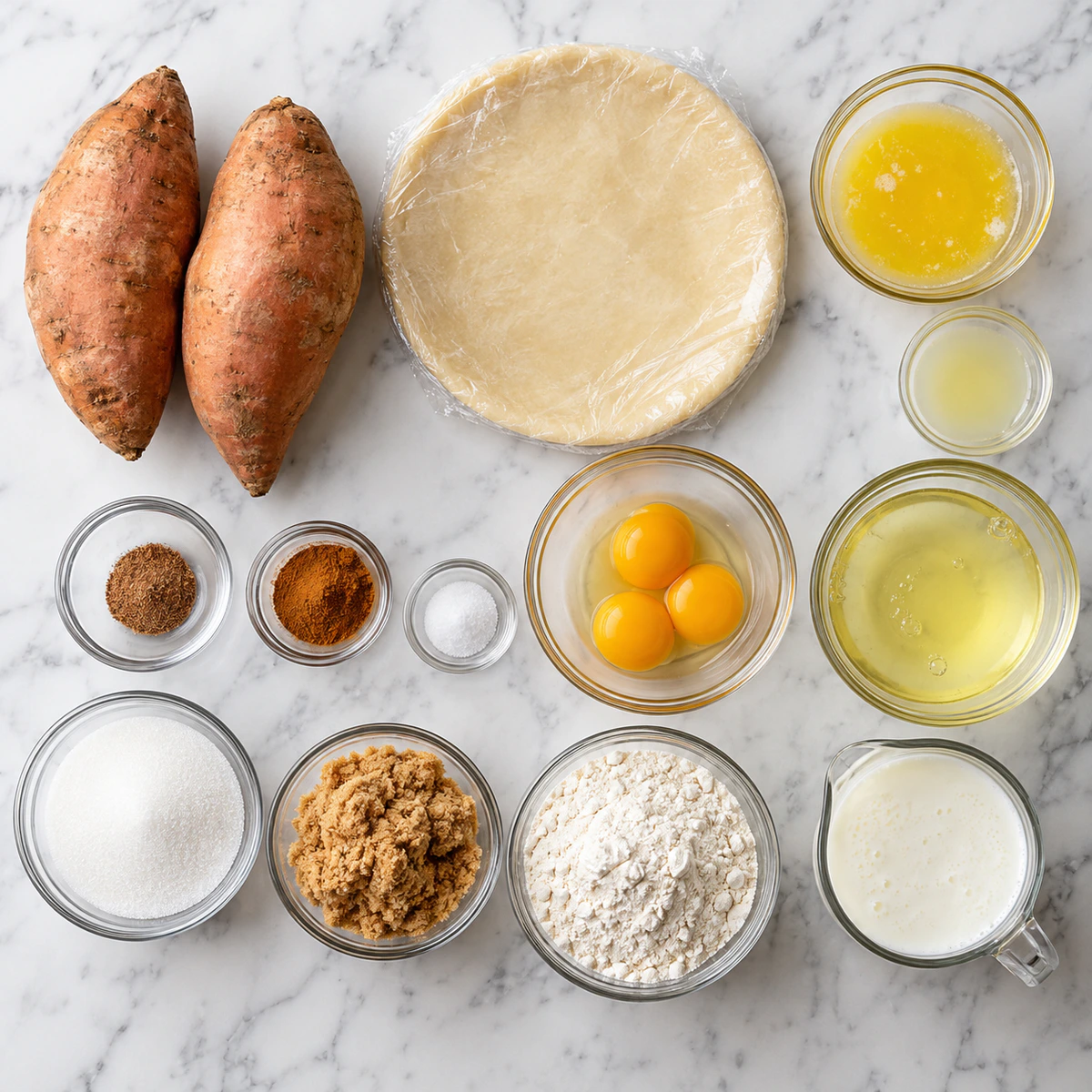 Exact measured ingredients for Buttermilk Sweet Potato Pie