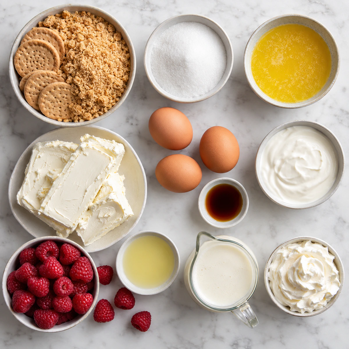 Exact measured ingredients for Mexican Raspberry Cheesecake
