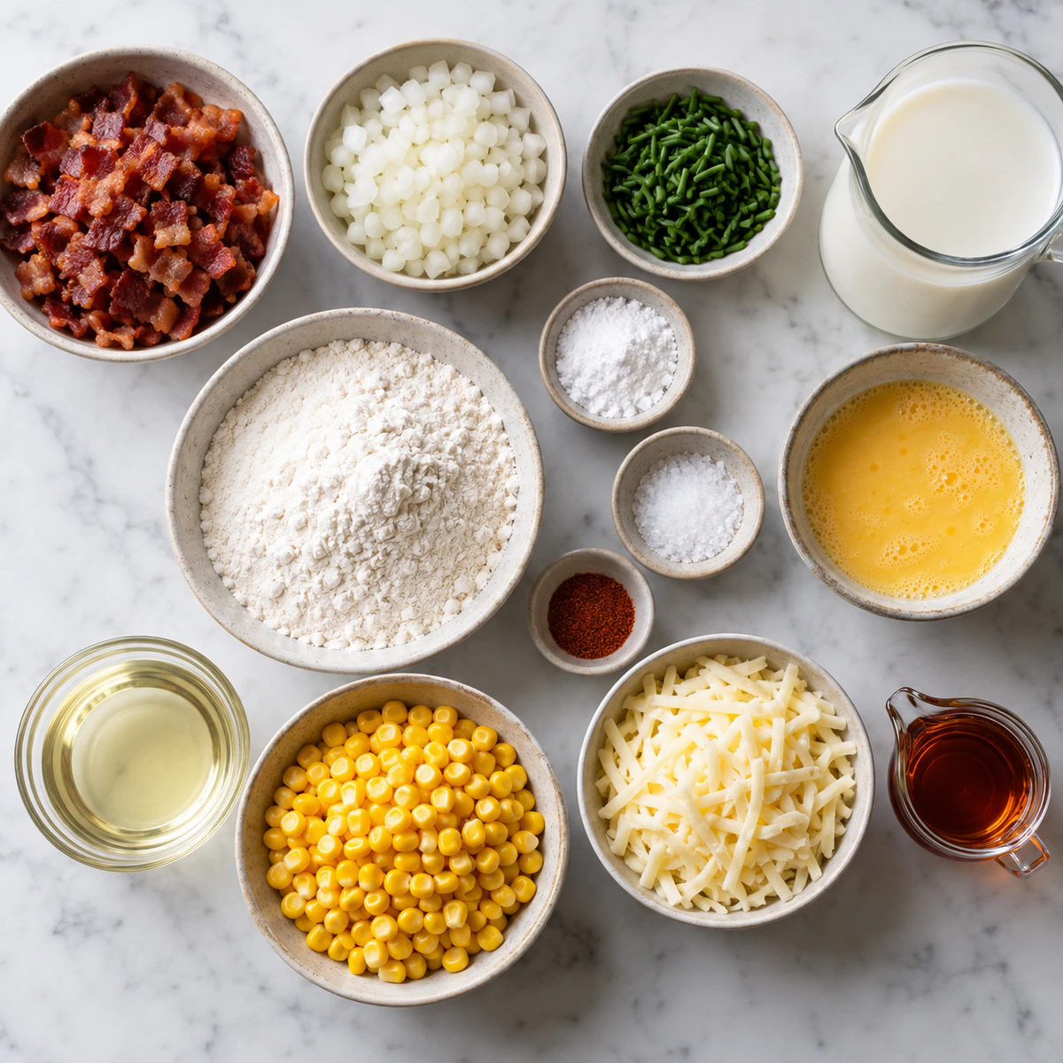 Exact measured ingredients for Savory Breakfast Cakes