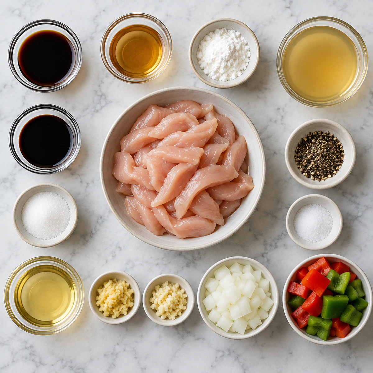 Exact measured ingredients for Easy Quick Black Pepper Chicken