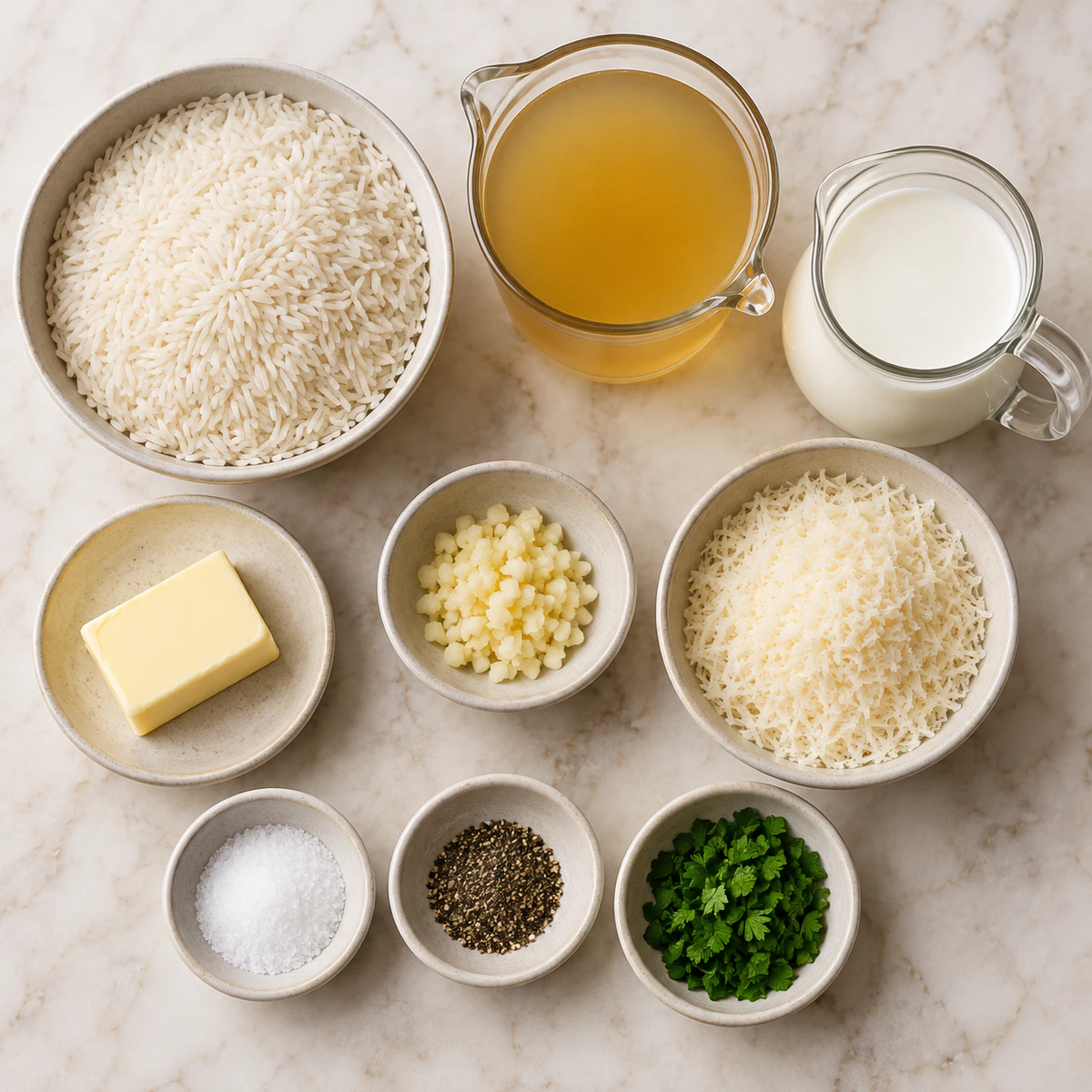 Exact measured ingredients for Garlic Parmesan Rice