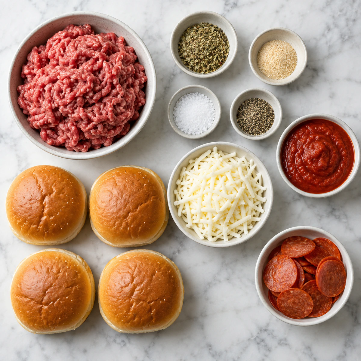 Exact measured ingredients for Pizza Burgers