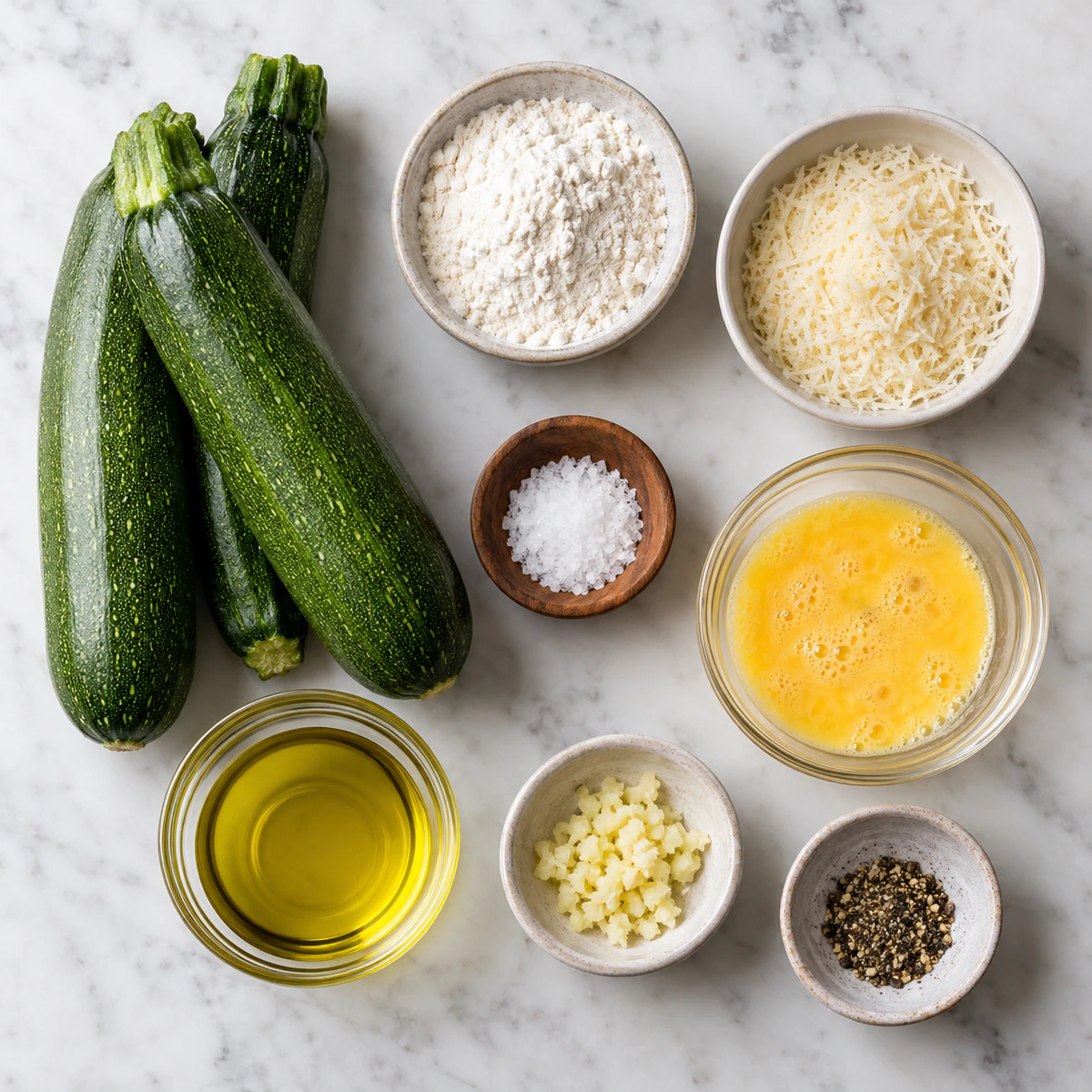 Exact measured ingredients for Easy Zucchini Fritters