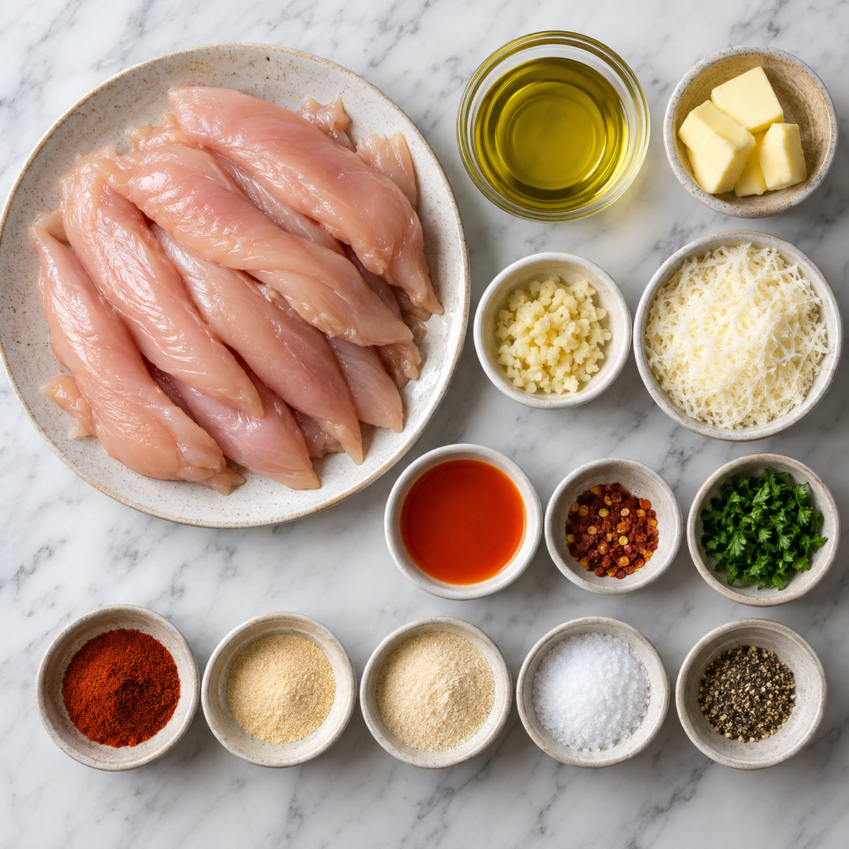 Exact measured ingredients for Garlic Parmesan Chicken Skewers