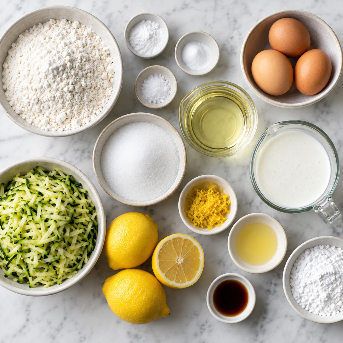 Exact measured ingredients for Sweet Lemon Zucchini Bread