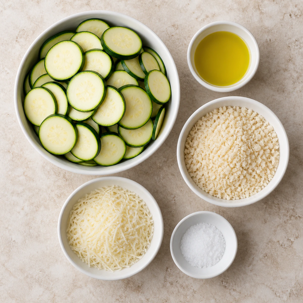 Exact measured ingredients for Baked Zucchini Chips