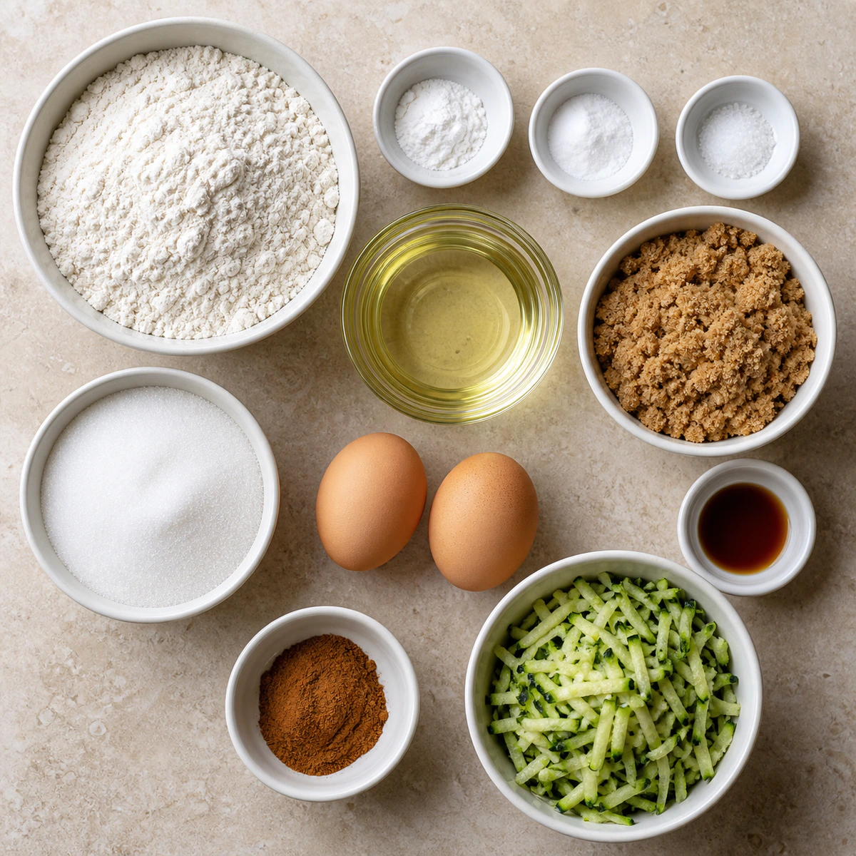 Exact measured ingredients for Zucchini Bread