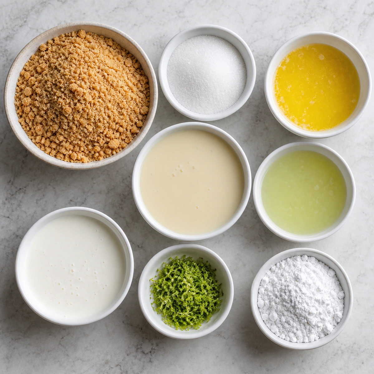 Exact measured ingredients for No-Bake Mini Key Lime Pies