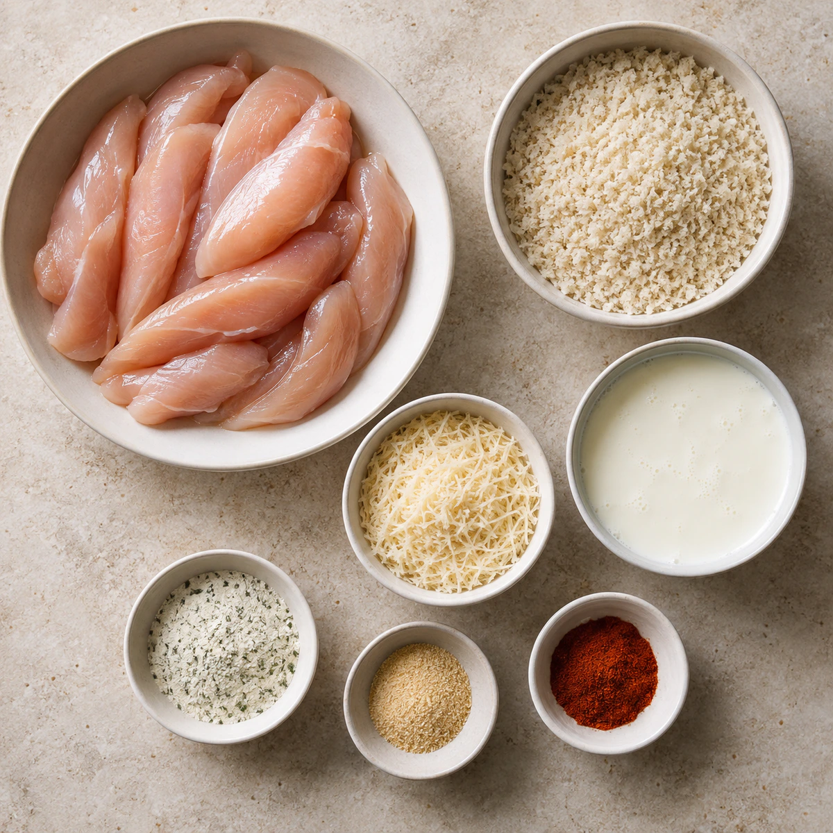 Exact measured ingredients for Parmesan Ranch Chicken Tenders