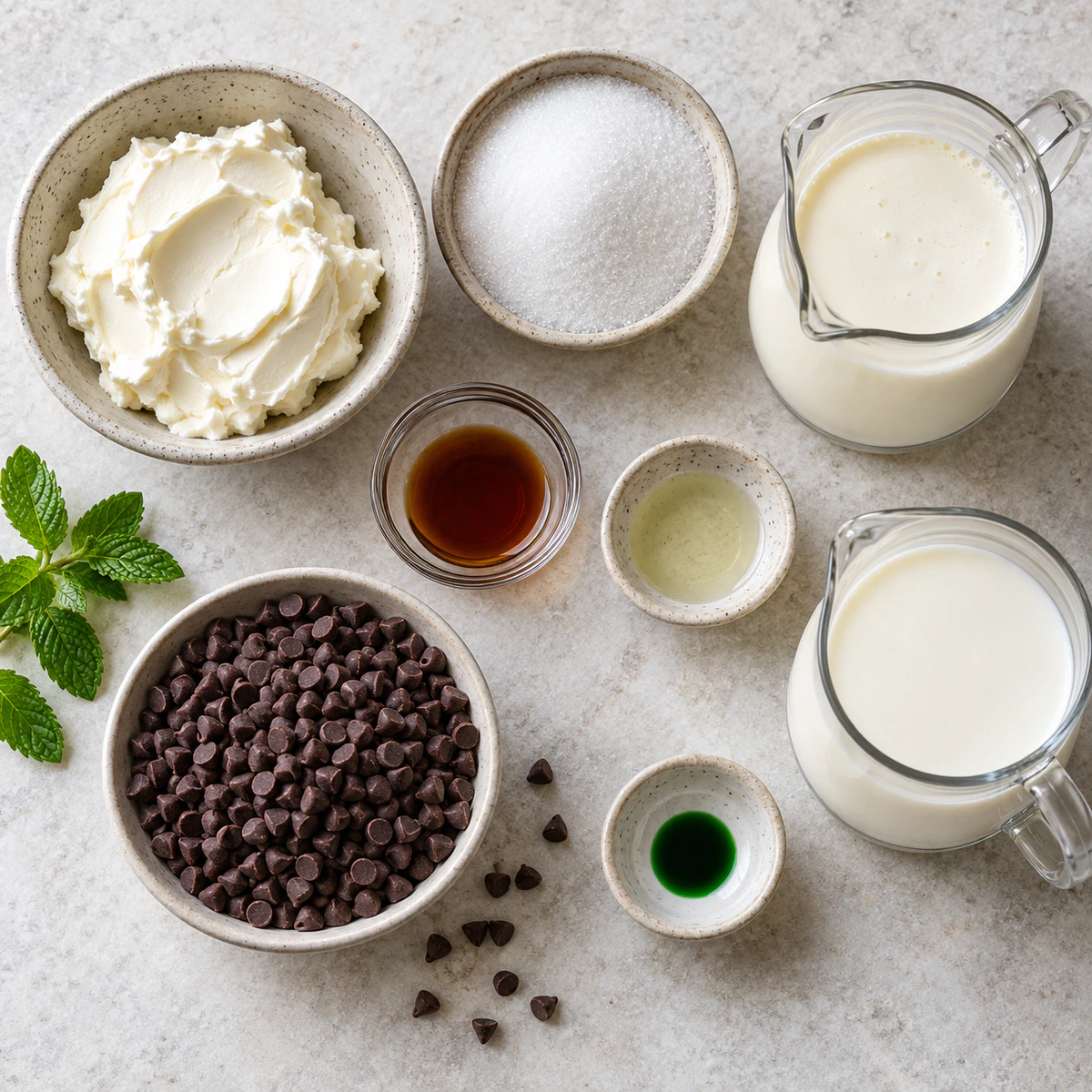 Exact measured ingredients for Mint Chocolate Chip Ice Cream