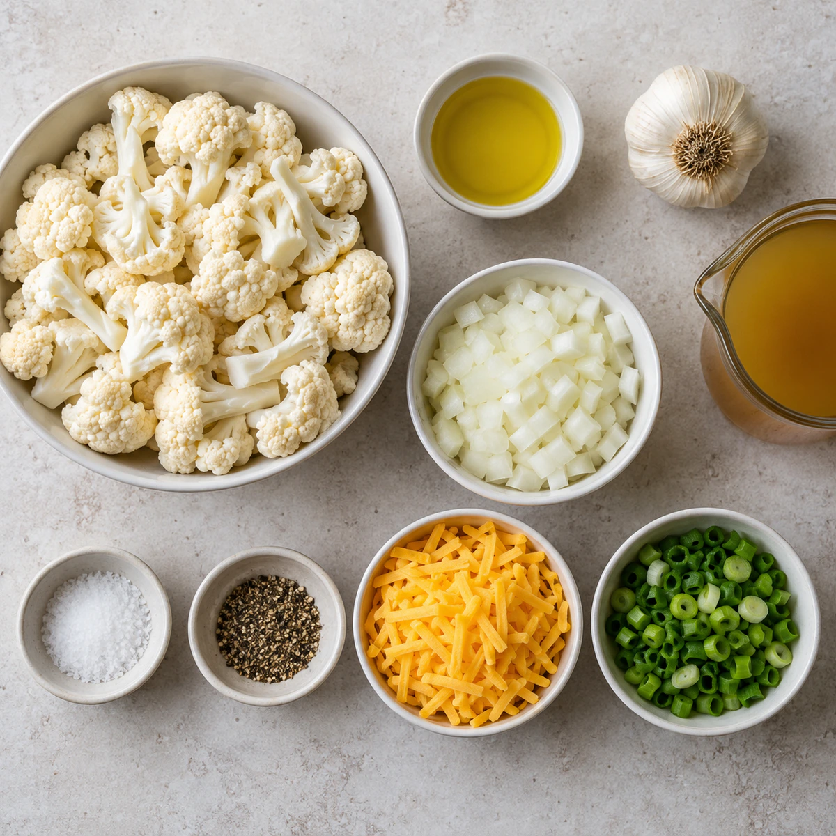 Exact measured ingredients for Roasted Garlic Cauliflower Soup